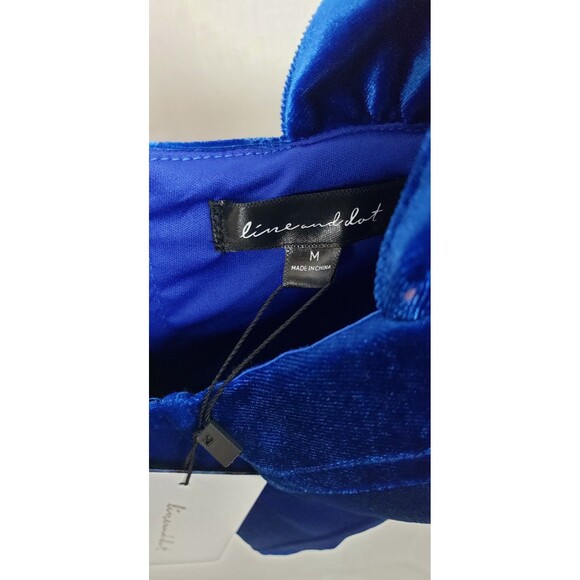 Line And Dot Velvet Corset Top M Bustier Blue Fairycore Whimsygoth Regencycore - Picture 3 of 7